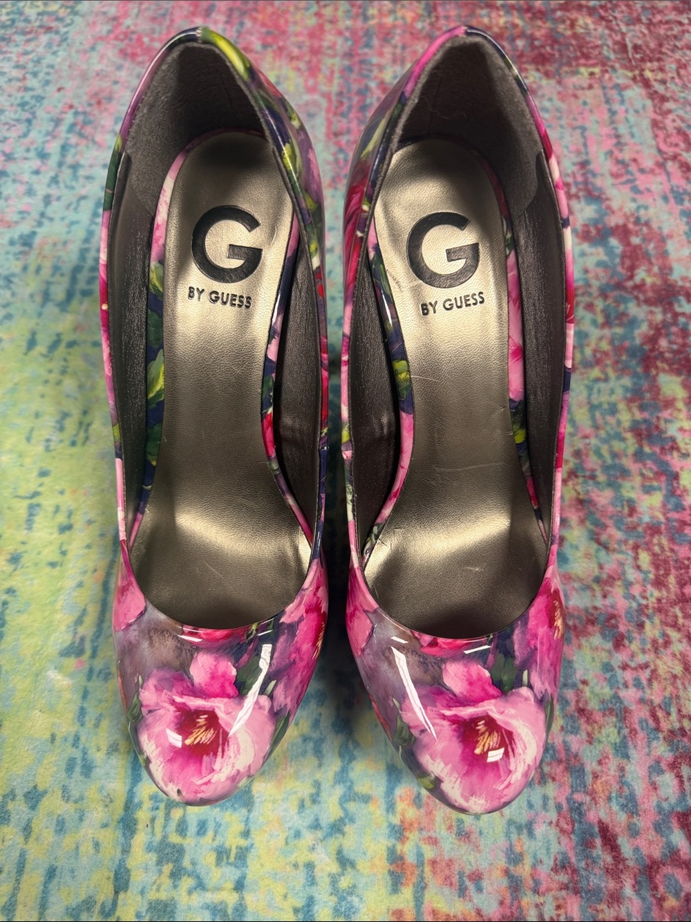 Guess Pink Floral Platform Stiletto Pumps
